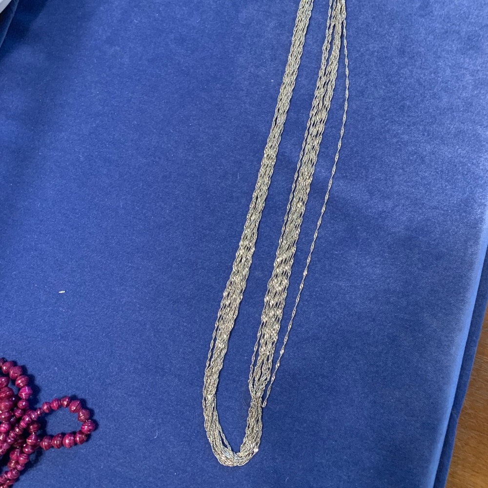 Long silver necklace